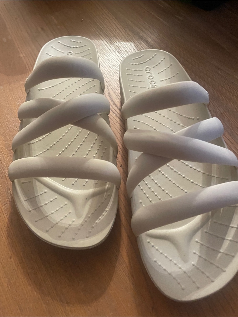 CROCS Women's White Multi-Strap Slide Sandals